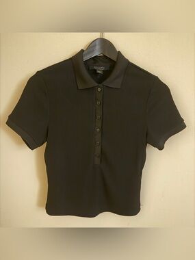 All Saints Black Short Sleeve Polo Top